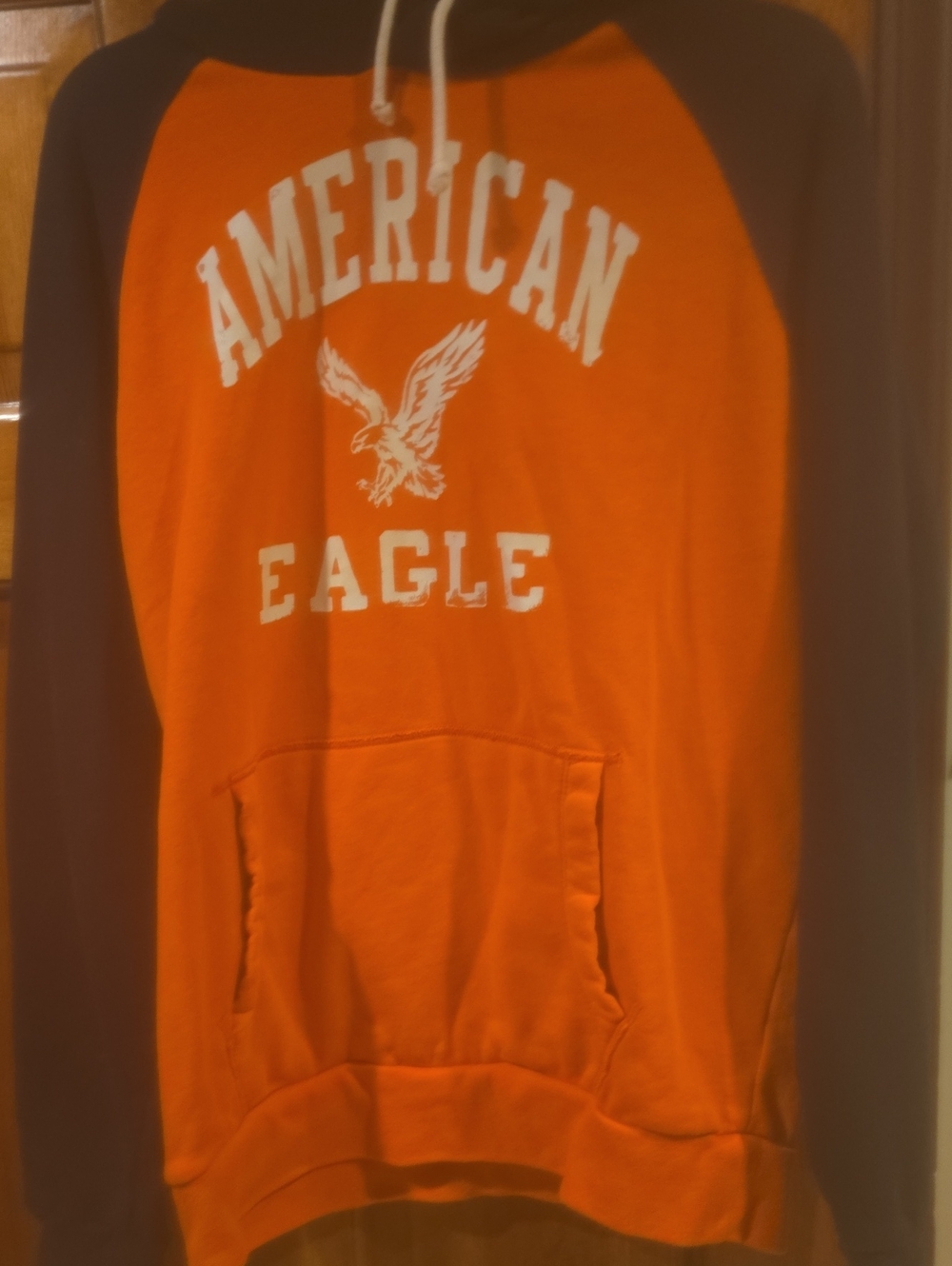 American Eagle Outfitters Men’s Orange and Black Crewneck Pullover